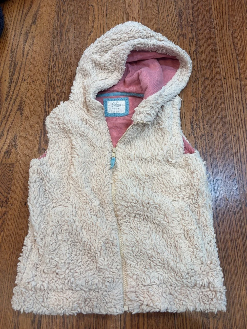 Mini Boden Cozy Teddy Bear Texture Gilet Vest‎ Size 9-10 Sherpa Fleece Lined